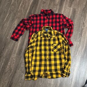Red and Yellow Plaid Men's Shirt XL